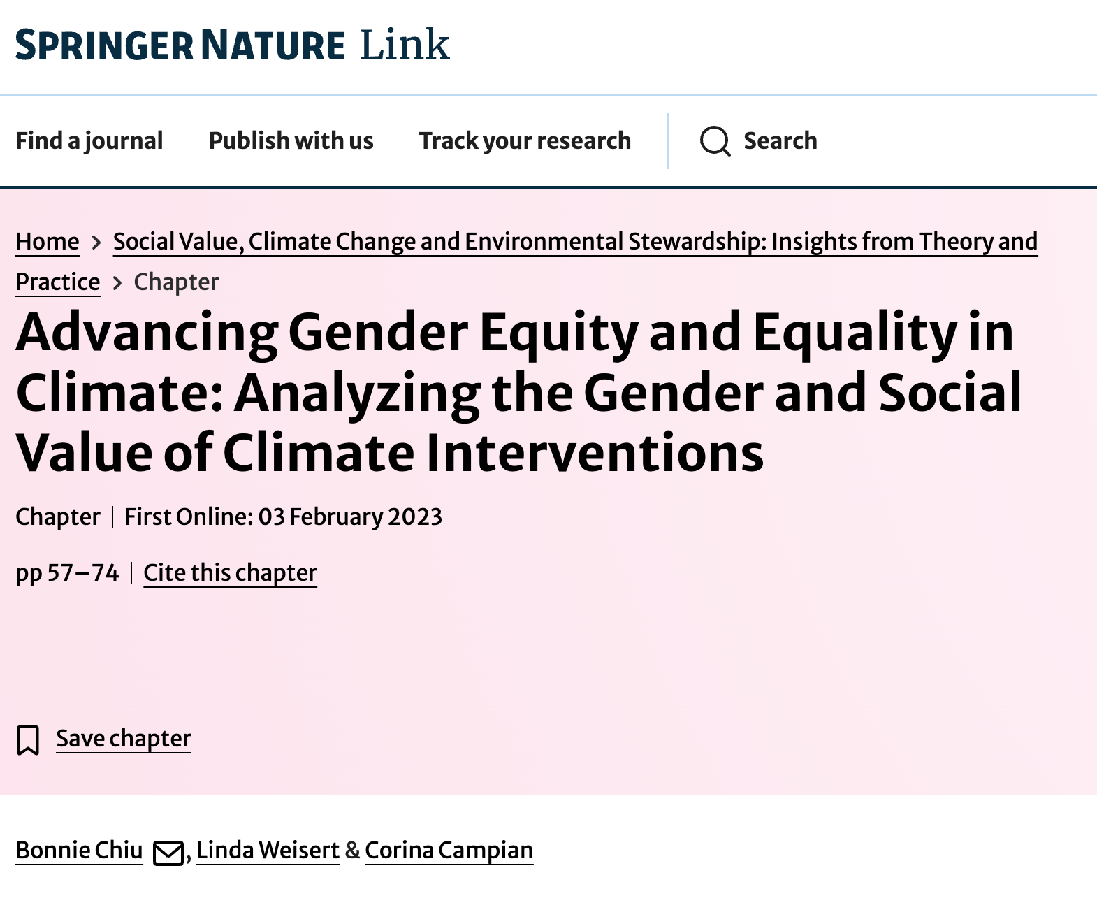 Advancing Gender Equity and Equality in Climate publication