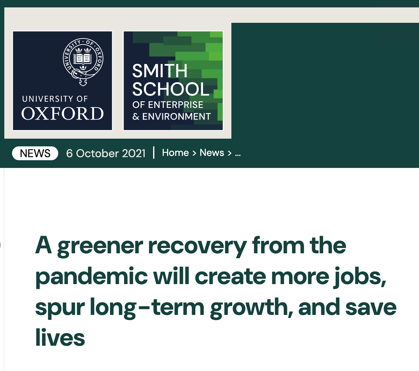 A greener recovery from the pandemic publication